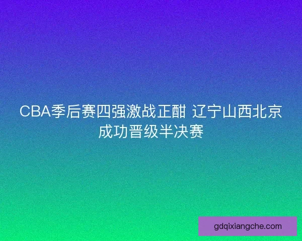 CBA季后赛四强激战正酣 辽宁山西北京成功晋级半决赛