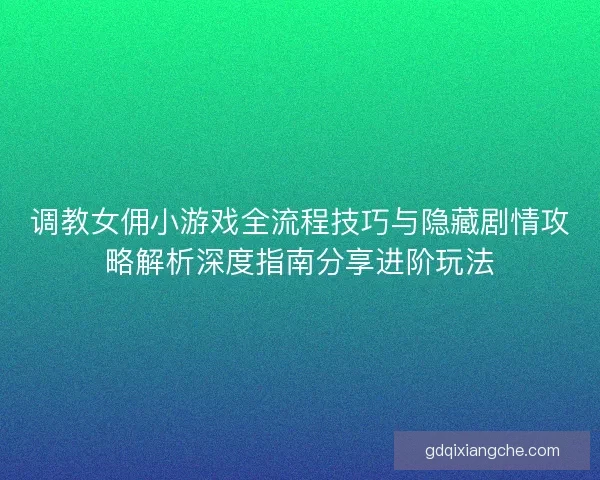 调教女佣小游戏全流程技巧与隐藏剧情攻略解析深度指南分享进阶玩法